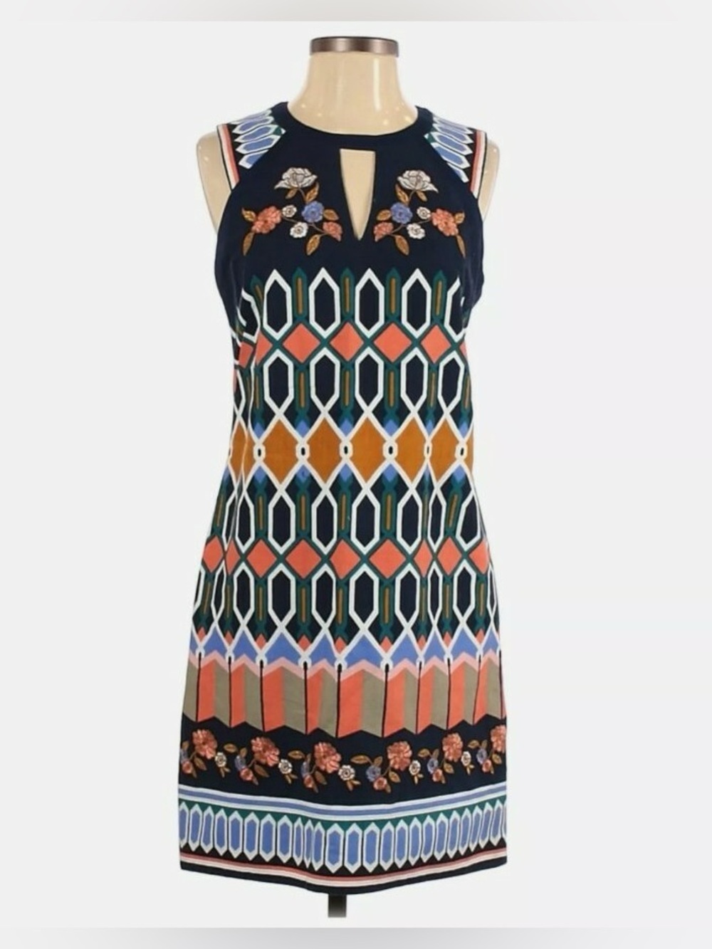 NWT Laundry by Shelli Segal Embroidered Geometric Shift Dress Size 10 - Picture 4 of 16